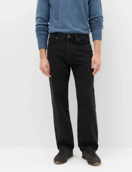 Marks & Spencer Authentic Relaxed Straight Fit Rigid Jeans Black