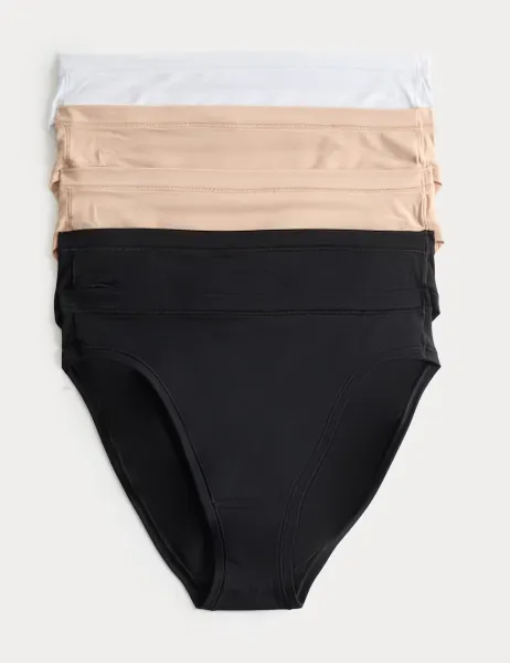 Marks & Spencer 5 Pack Flexifit Modal Rich High Leg Knickers Black Mix