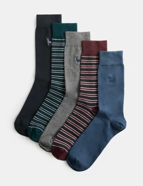 Marks & Spencer 5 Pack Cool & Fresh Stag Cotton Rich Socks Multi