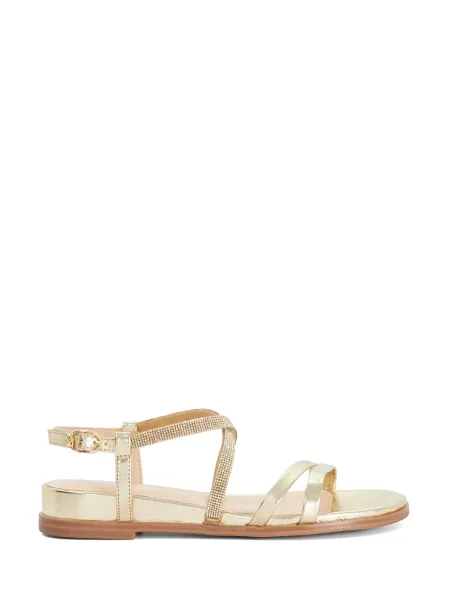 Dune London Wide Fit Leather Embellished Sandals Gold