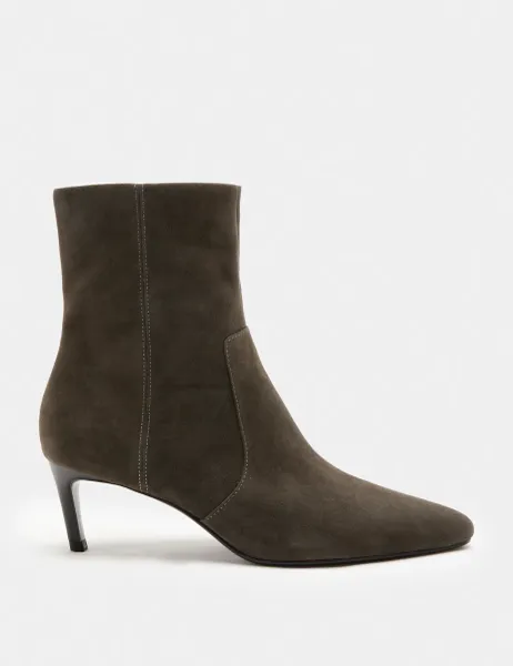 Marks & Spencer Suede Kitten Heel Pointed Ankle Boots Dark Grey