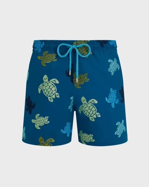 Vilebrequin Men Swim Shorts Embroidered Tortue Multicolore