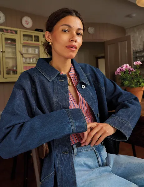 White Stuff Benny Denim Barn Jacket Blue Denim