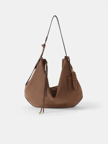 WOMEN - WOMEN'S SUEDE BISCOTTO SHOULDER BAG - Brown