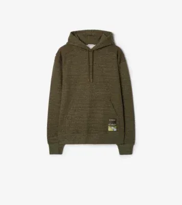 Landscape Label Cotton Hoodie in Thorn green melange