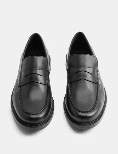 Marks & Spencer Leather Slip On Loafers Black