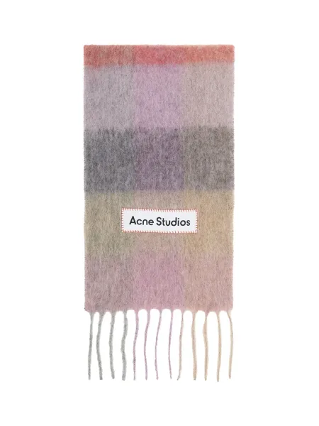 Mohair checked scarf Fuchsia/lilac/pink
