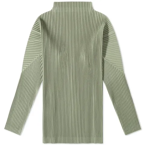 Long Sleeve Pleated Roll Neck