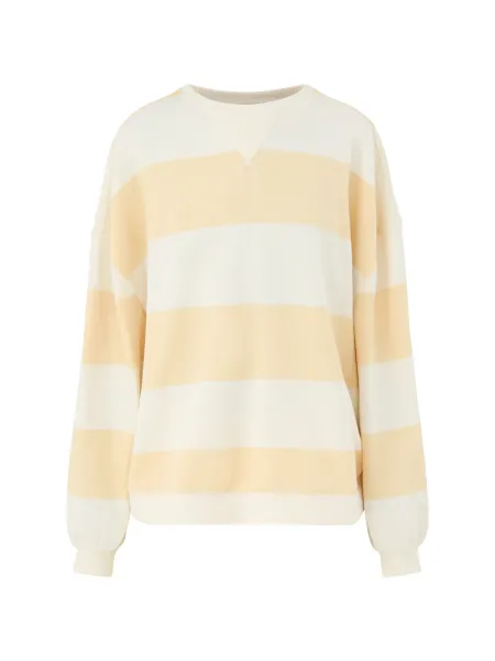 Classic Stripe Cotton Crew Sweatshirt – Apricot Combo