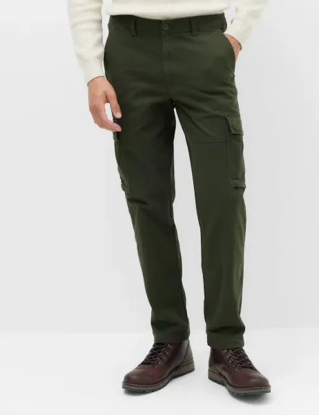 Marks & Spencer Straight Fit Cargo Trousers Dark Khaki
