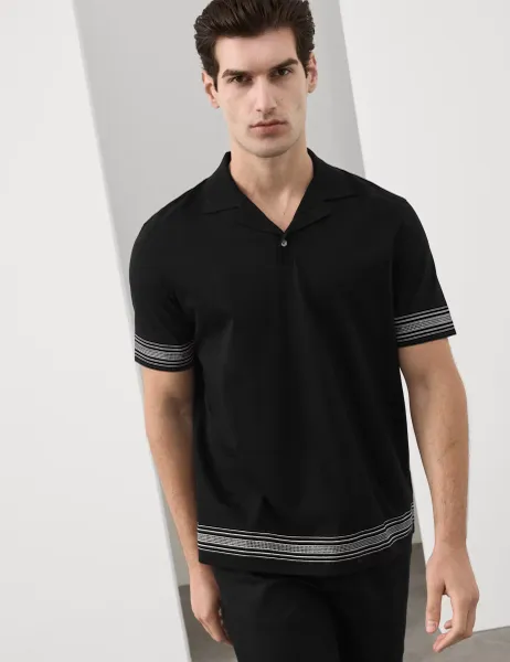 Autograph Pure Supima Cotton Embroidered Polo Shirt Black