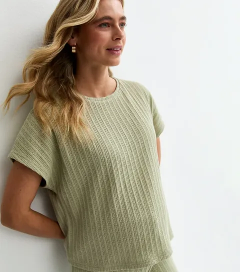 Women's Maternity Light Green Pointelle Top