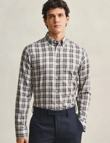 Gant Cotton Blend Twill Check Shirt Sand