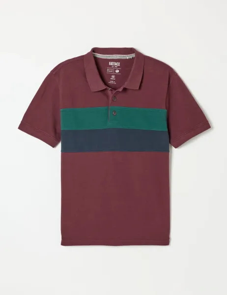 FatFace Clifton Colour Block Pure Cotton Pique Polo Purple Mix