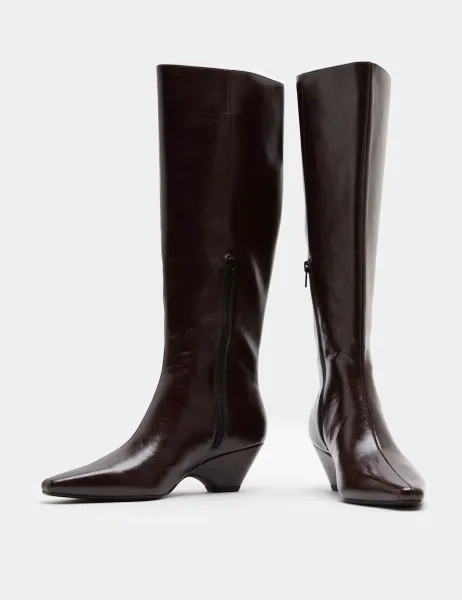 Marks & Spencer Wedge Knee High Boots Wine