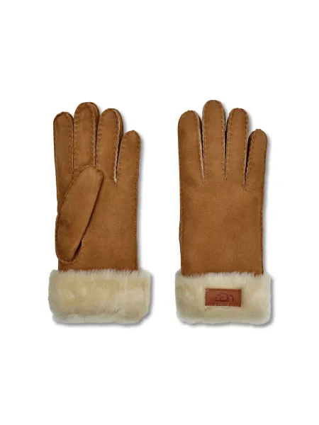 Ugg Turn Up Cuff Mittens Chestnut Leather