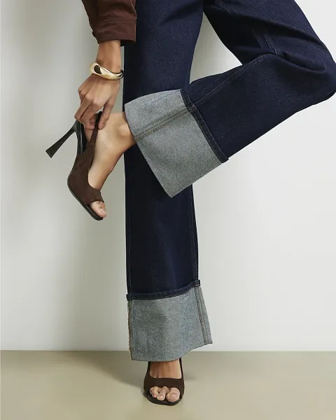 River Island Faux Suede Slingback Heeled Sandals