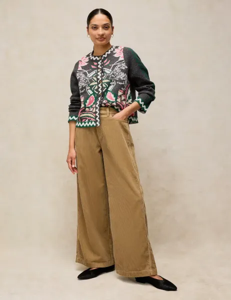 White Stuff Ayla Cord Wide Leg Trousers Green