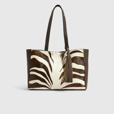 River Island Animal Print Hair On Leather Tote Bag