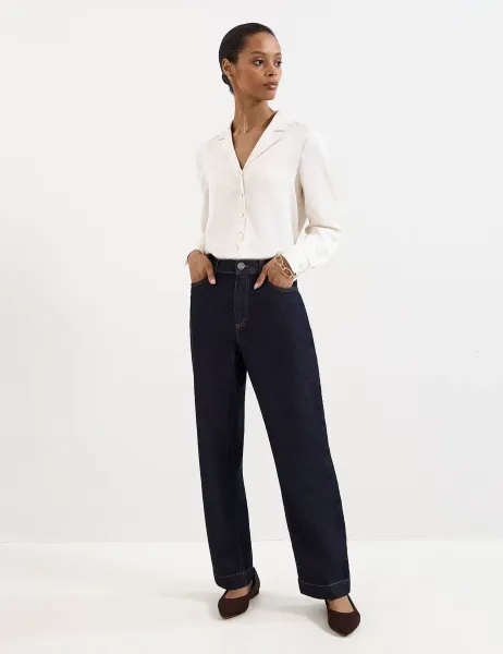 Mid Rise Straight Leg Jeans Indigo