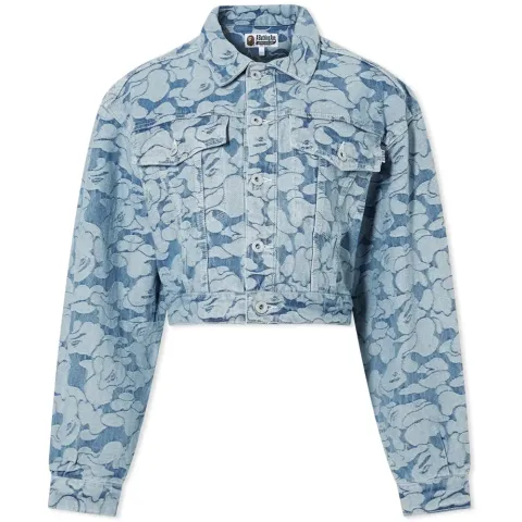 Solid Camo Cropped Denim Jacket