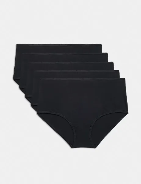 Marks & Spencer 5pk Cotton Lycra Full Briefs Black