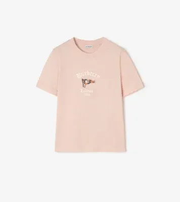 Check Flag Cotton T-shirt in Compact pink