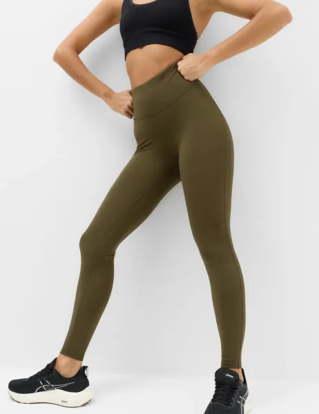Goodmove Essential High Waisted Gym Leggings Dark Khaki