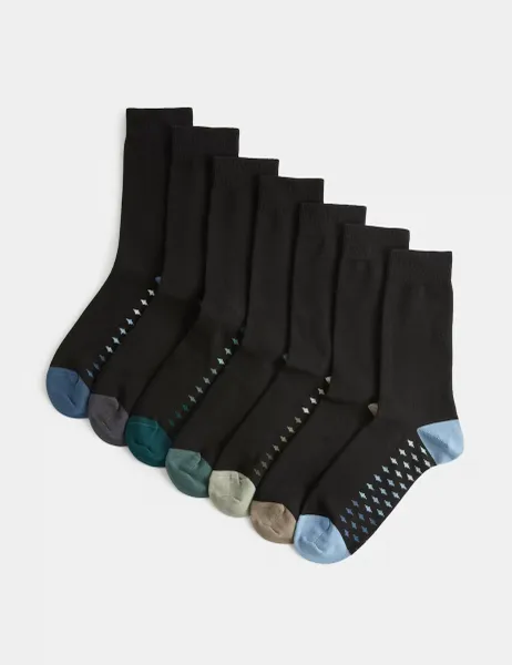 Marks & Spencer 7 Pack Cool & Fresh Cotton Rich Socks Black Mix