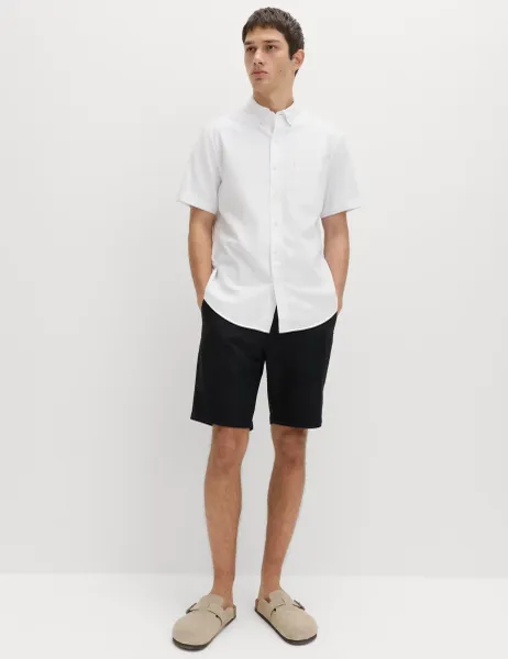 Marks & Spencer Regular Fit Linen Rich Short Sleeve Shirt White