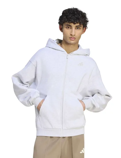 Adidas Kit Small Logo Full Zip Hoodie Light Grey