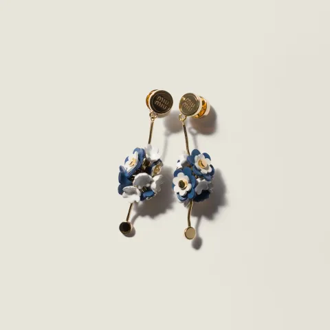 Metal and leather earrings
