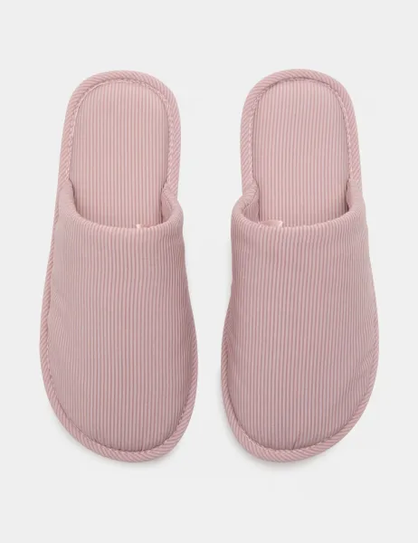 Marks & Spencer Striped Mule Slippers Pink Mix