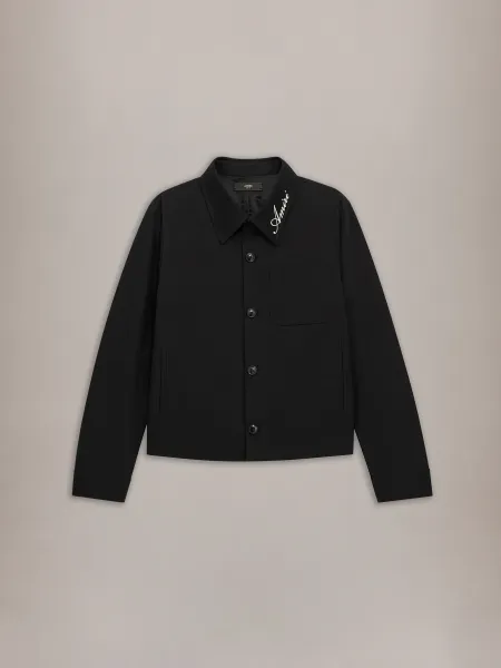 SCRIPT COLLAR SHIRT JACKET - Black