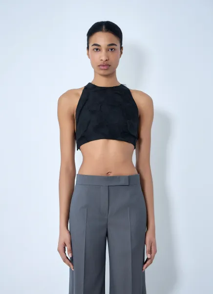 Suede Halter Crop Top