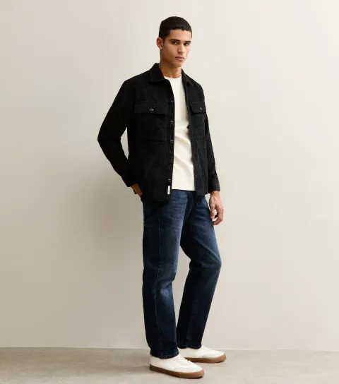 Men's Dark Blue Regular Straight Leg Jeans