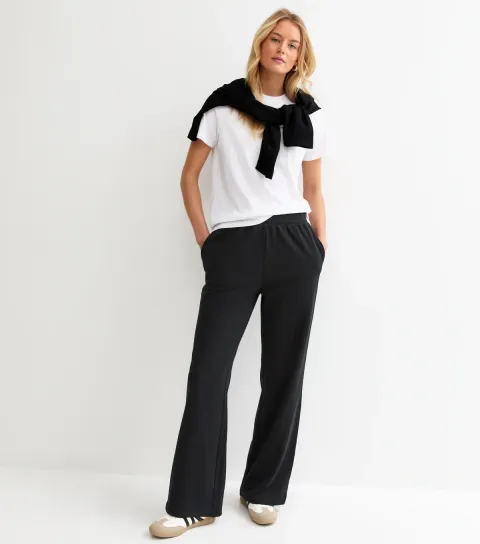 Women's Tall Black Wide Leg Joggers