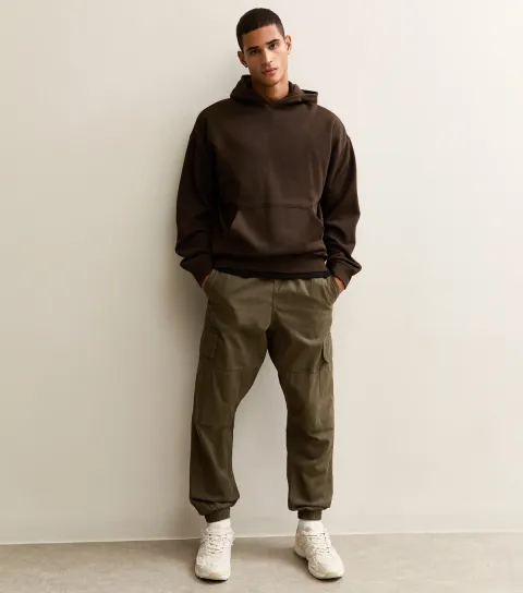 Men's Dark Khaki Relaxed Cuffed Cargo Trousers