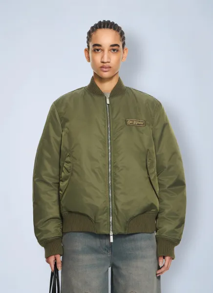 Off-White Embroidered Nylon Bomber Jacket