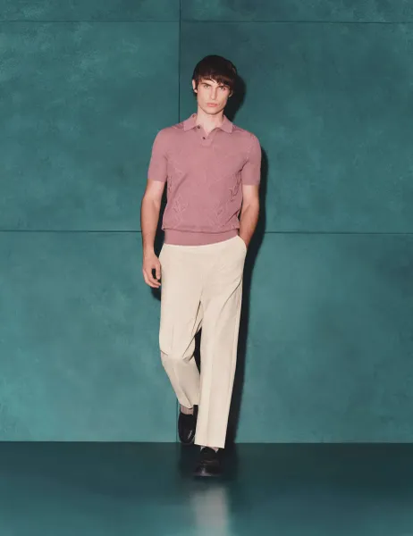 Autograph Relaxed Fit Textured Trousers Neutral