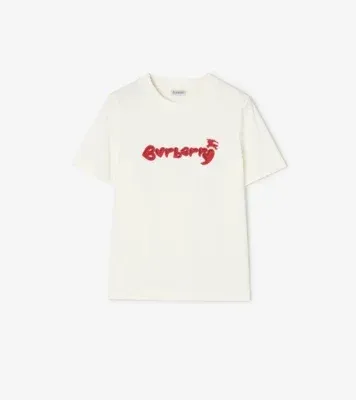 Heart Logo Cotton T-shirt in Chalk white