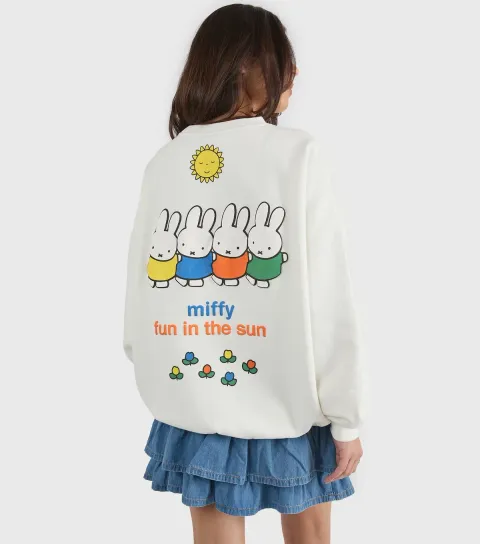 Women's White Miffy Print Sweatshirt