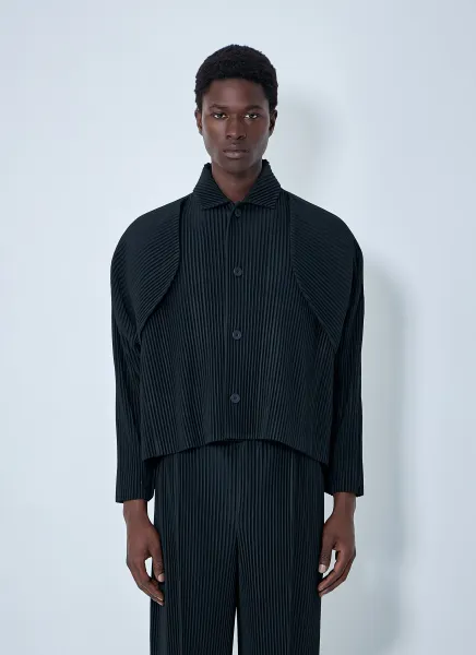 Pleated Button-Up Jacket