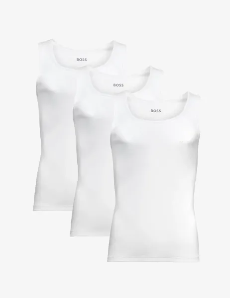 Boss 3 Pack Pure Cotton Vest Tops White