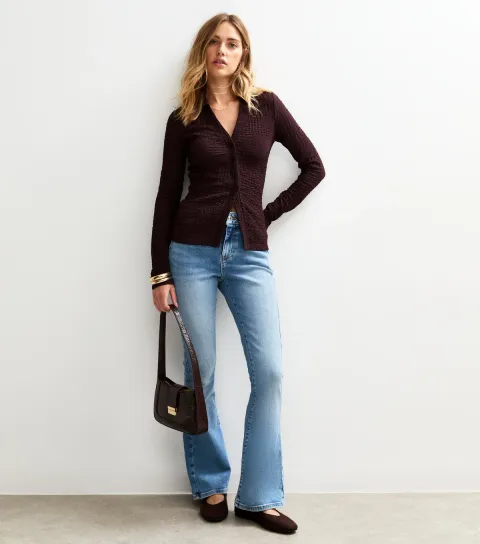 Women's Blue Low Rise Flare Leg Denim Jeans