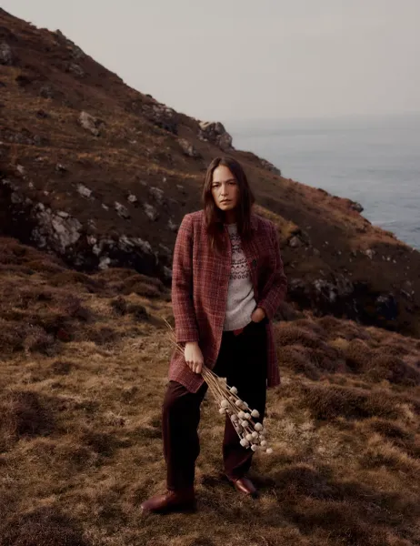Seasalt Cornwall Wool Blend Checked Coat Multi