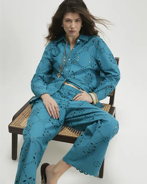 River Island Poplin Broderie Trousers