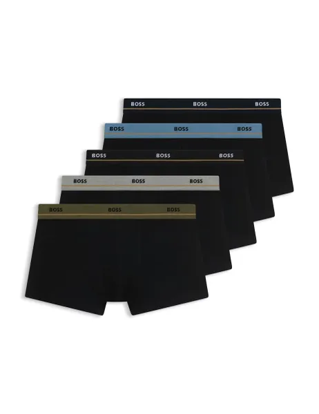 Boss 5 Pack Cotton Rich Trunks Black