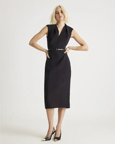 River Island V Neck Belted Midi Dress
