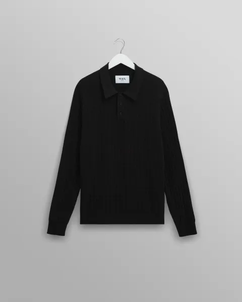 Oban - Black Diamond Stripe Knitted Polo